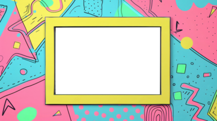 Bright and colorful abstract background with a large empty frame ready for customization