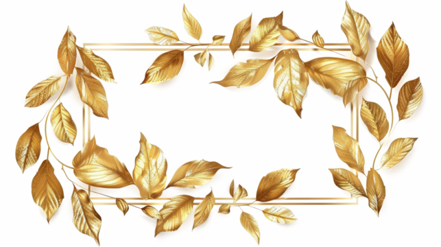 Elegant golden leaf frame design suitable for various creative projects and decorative purposes