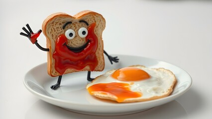 Cheeky bread slice with fried egg 