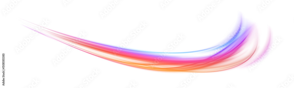 Poster Sports speed wavy line consists of a stream of bright rays with flash effect, light and neon colors in PNG format.	