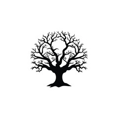 Oak Tree Silhouette,  Large Spreading Tree Vector on White Background, Nature Clipart for Logos, SVG, and Landscape Design, tree silhouette vector