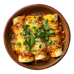 Enchiladas isolated on transparent white background png, clipping path 