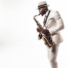 Naklejka premium Man playing saxophone.