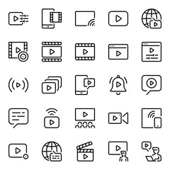 Outline icons set for Video play