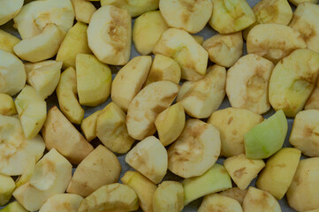 Sliced Apples on a Tray Before Baking – Step of Homemade Cooking

