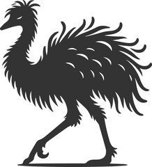 Wild bird silhouette of a emu vector drawing