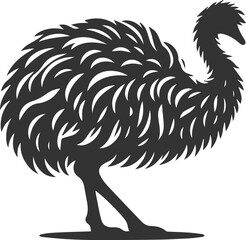 Wild bird silhouette of a emu vector drawing
