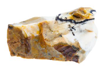 unpolished common opal mineral isolated on white