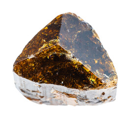 raw dravite tourmaline mineral crystal isolated