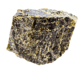 rough diopside mineral isolated on white