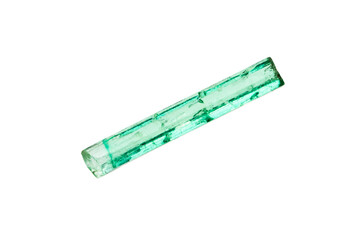 rough transparent emerald crystal mineral isolated