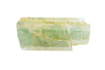 unpolished green beryl crystal mineral isolated