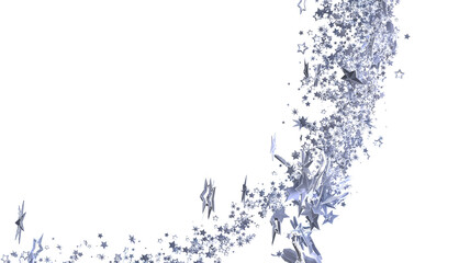 Elegant silver stars burst across a white background. Perfect for holiday designs, celebrations, and more.