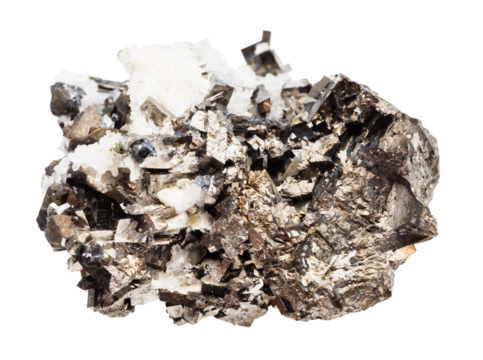 uncut arsenopyrite mineral isolated on white