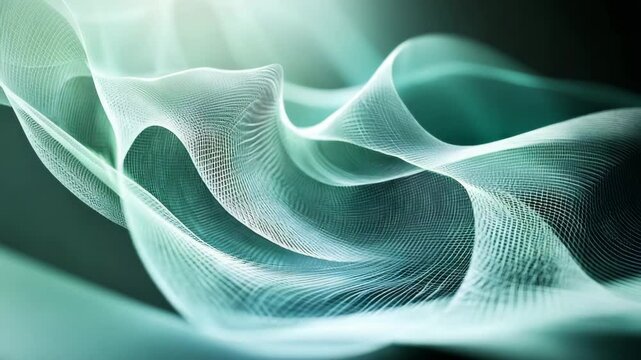 abstract fractal background, green wave line