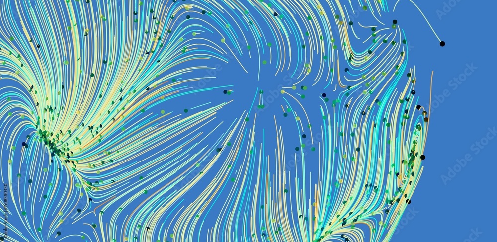 Aufkleber abstract background image featuring swirling teal and green flow lines on a blue backdrop. perfect f
