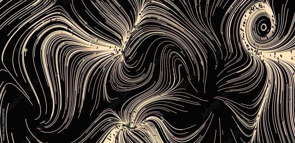 Fototapete elegant black and beige abstract background with swirling lines and subtle particles. perfect for de