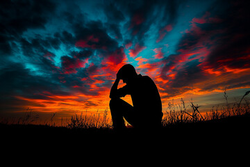 Man holding his head in his hands