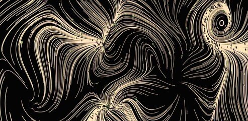 Elegant black and beige abstract background with swirling lines and subtle particles. Perfect for design projects.