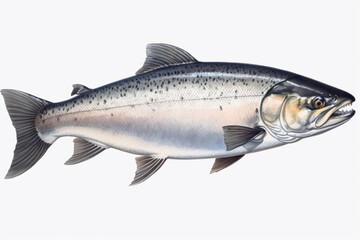 Salmon fish animal white background seafood.
