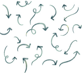 Fototapeta premium Various Doodle Arrows with direction pointers Shapes and Objects