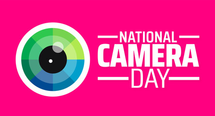 National Camera Day background banner or poster design template. observed every year in June. Holiday concept. Use to any Template, card, poster, placard, template.