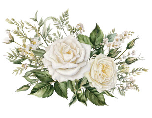 watercolor floral arrangements with leaves, herbs. herbal illustration png