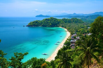 view of the beach from the mountain.