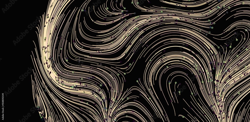 Poster Elegant beige and black abstract art. Swirls and lines create a dynamic pattern. Perfect for modern designs.