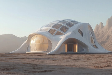 Immersive 3D sci-fi structure used as base