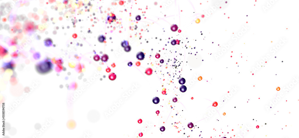 Poster Vibrant abstract background with colorful particles and connections. Perfect for technology, science, or network concept