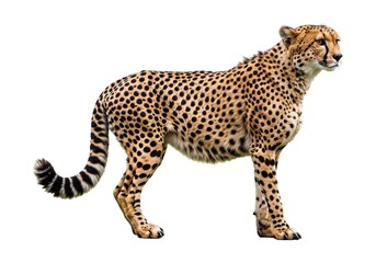 Cheetah standing, profile view, isolated on white