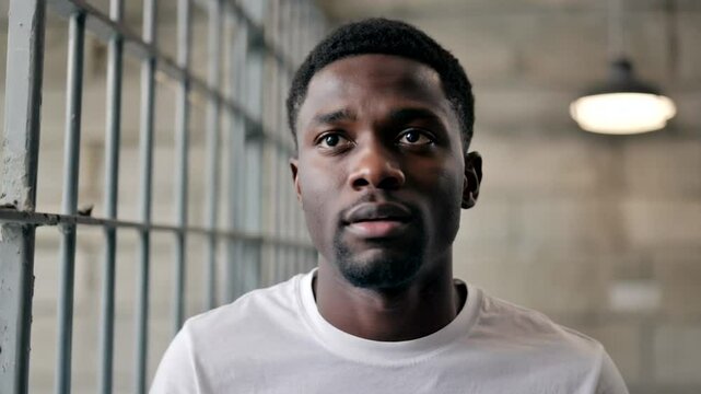 Portrait of a man in a white shirt, standing in a dimly lit industrial space, conveying contemplation
