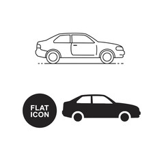car in hand line and flat icon. Vector 
