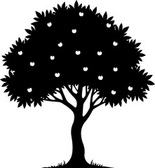  Black & White Apple Tree Drawing with “Apple” Text | Hand-Drawn Line Art