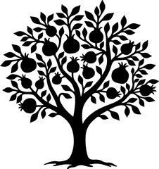 Obraz premium Black & White Apple Tree Drawing with “Apple” Text | Hand-Drawn Line Art