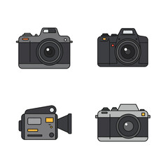  Camera icon set. Photo camera in flat style. Vector 