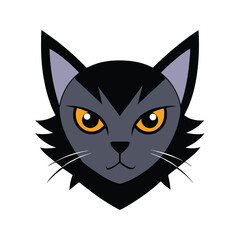 Fototapeta premium Cartoon black cat head vector illustration isolated on white background perfect for various designs
