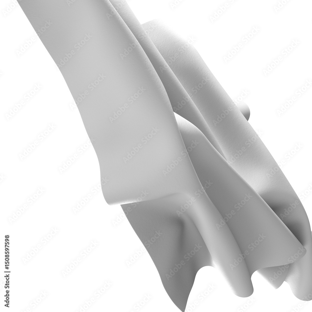 Poster A close-up shot of a white fabric drape, showcasing its wrinkled texture and smooth surface. Perfect for background or design element.