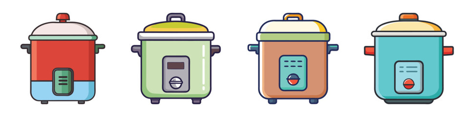 Rice Cooker Flat Illustration Simple Kitchen Appliance Vector in Flat Style