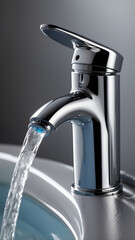 11-Chrome Faucet with Droplet and Bokeh Background – Close-Up Photography