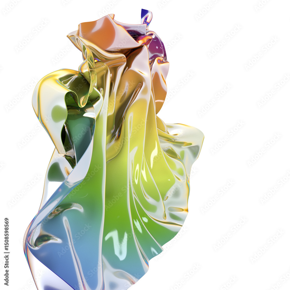Poster A vibrant abstract swirl of iridescent fabric The colors are flowing and dynamic