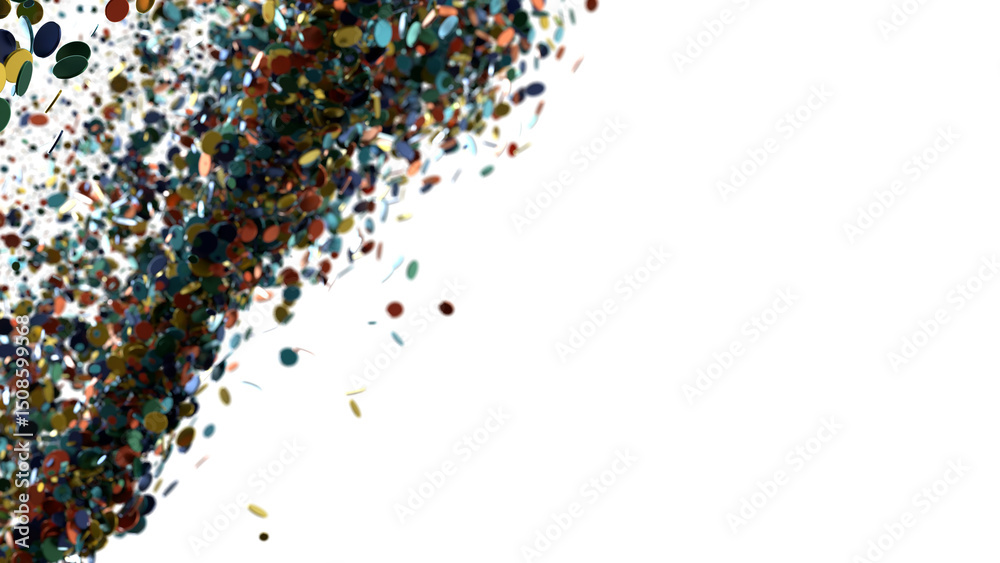Poster abstract colorful shapes falling on black background