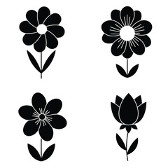 Flower icons set isolated on white background. Flower simple icon. Vector illustration 