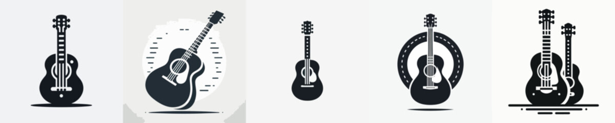 Vector silhouette of a guitar.