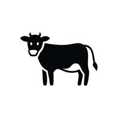Black Cow Icon Farm Animal, Dairy Milk and Beef Cattle