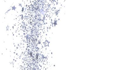 Obraz premium Sparkling silver stars burst on white. Perfect for festive designs, invitations, or celebrations.