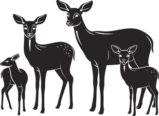 A mother deer with her young fawn, showing gentle care.