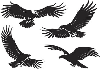 Obraz premium Soaring in the Sky – Majestic Eagle in Mid-Flight Silhouette