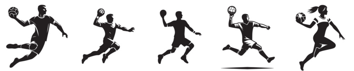 vector silhouette of a handball athlete